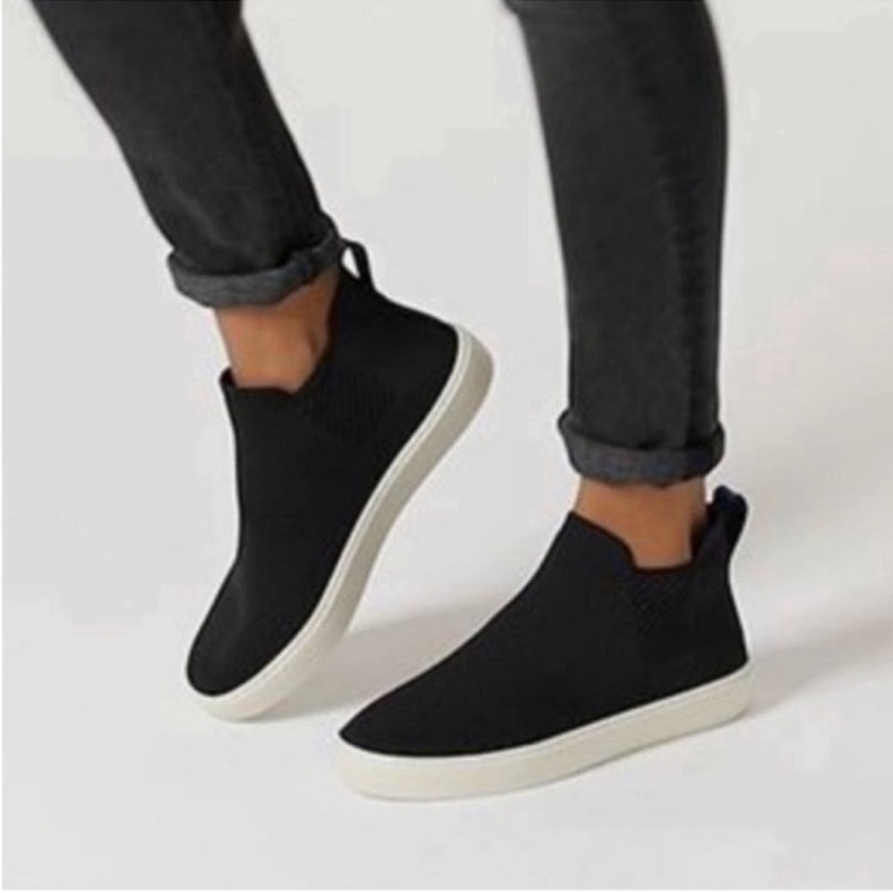 Rothy's The Chelsea Black Knit Pull On Ankle Boots Shoe